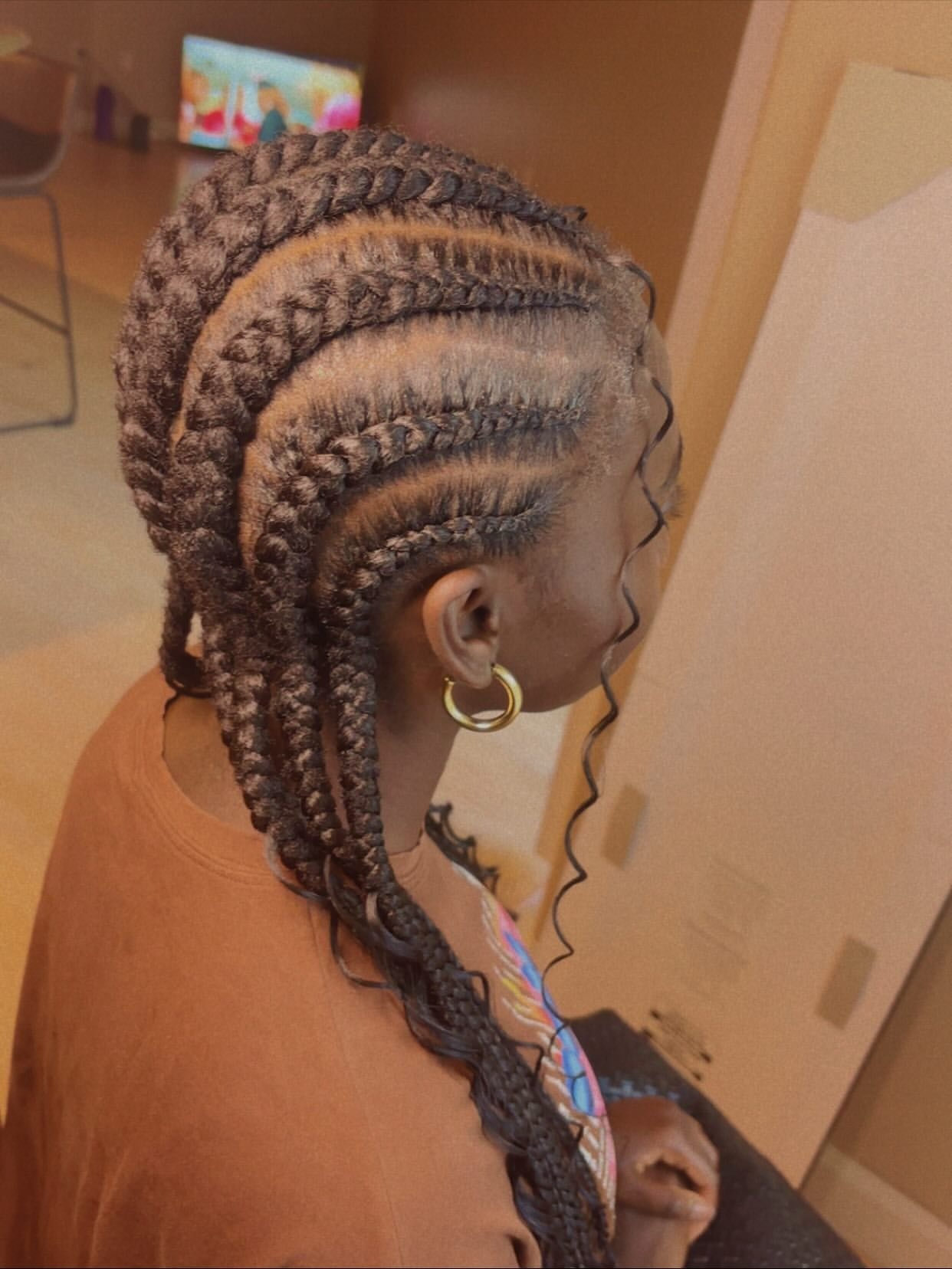 Ghana cornrow braids side view